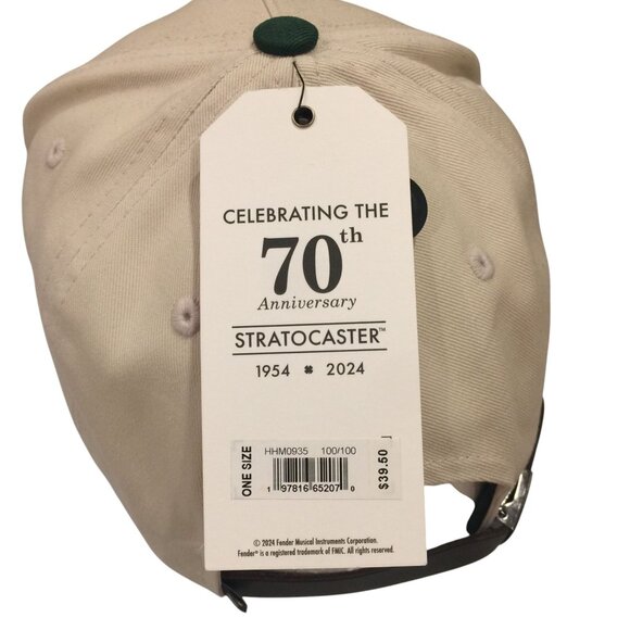 Fender X Lucky Brand Men's Adjustable Cream Green Baseball Hat - Picture 5 of 7